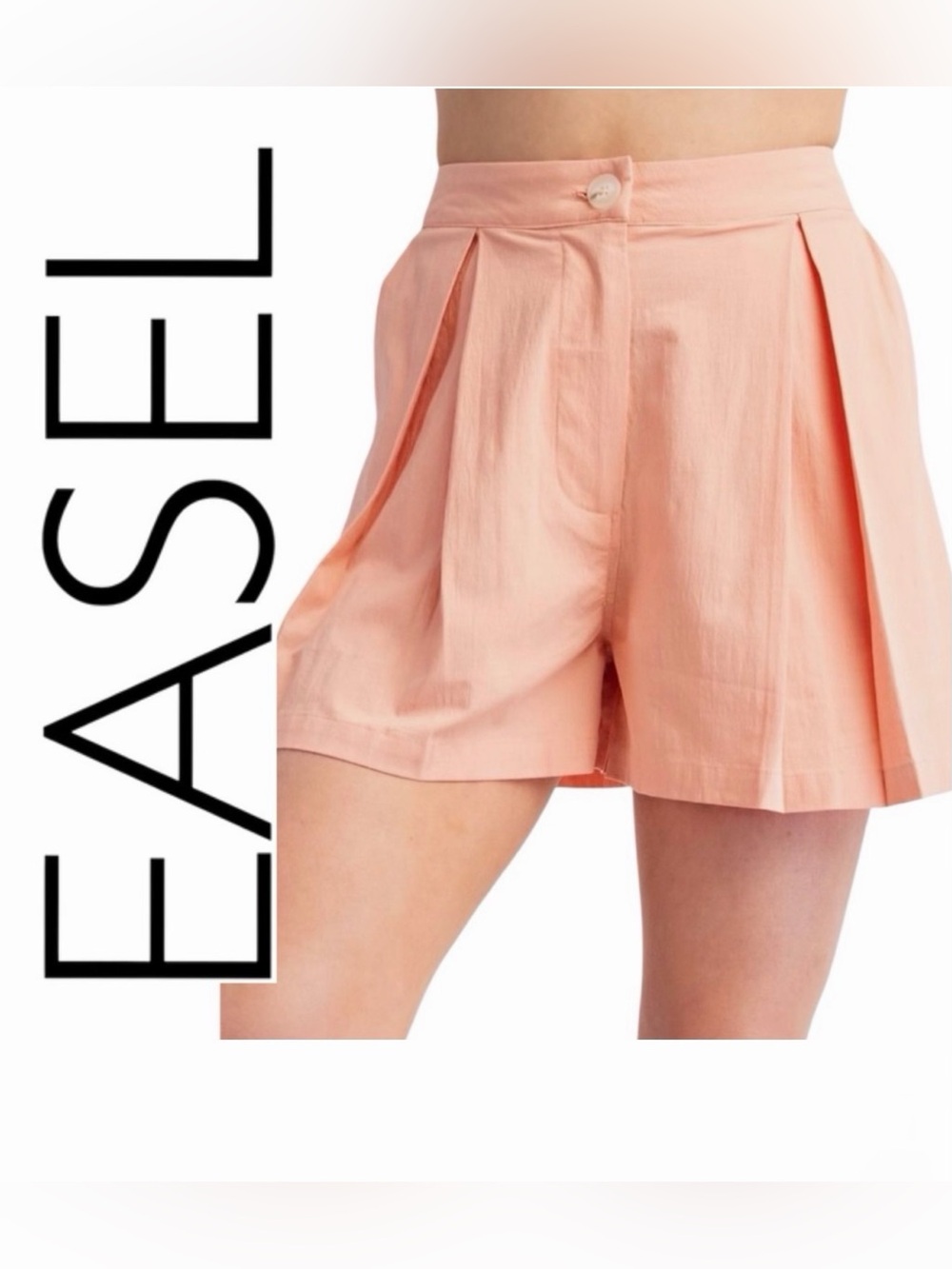 EASEL Coral High-Rise Pleated Shorts NWT